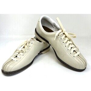 CELEBRITY Leather Bowling Shoes Women’s Sz 8 Hipster Beige  Lace Ups READ